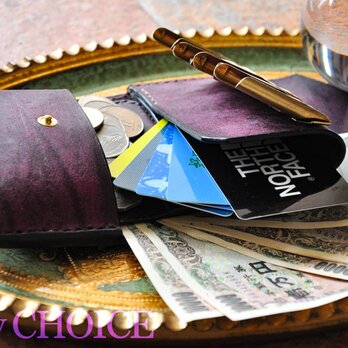 イタリアンレザー・革新のプエブロ・2つ折りコインキャッチャー財布（改）（バイオレット）の画像