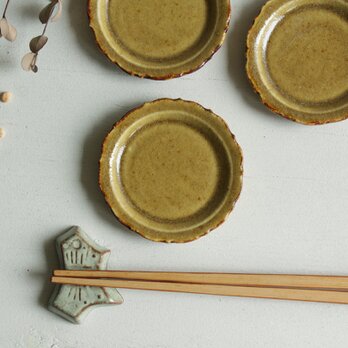 追加ご注文お客様専用サイト　輪花豆皿　花弁12片　黄茶系　の画像