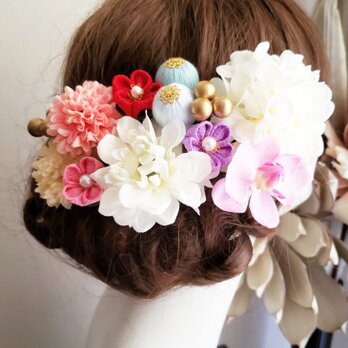 花kirari 和玉ボールとお花の髪飾り12点Set No768の画像