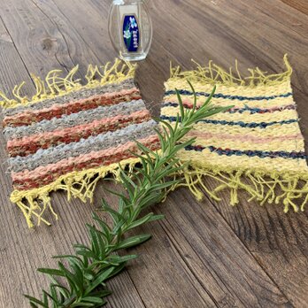 草木染め裂織コースター　Bセットの画像