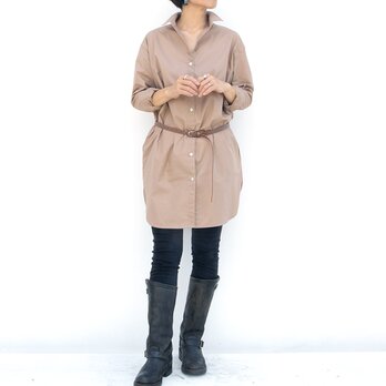 ロングシャツ（ミルクティー）ーダウンプルーフーの画像