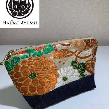 【現品1点のみ!!】HAJIME AYUMU 着物帯&児島デニム切替ポーチ