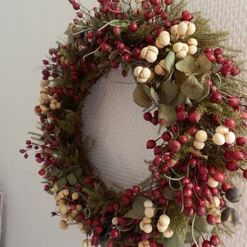 八ヶ岳〜ノイバラの実とナンキンハゼWreath001