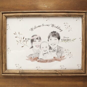 結婚式　ウェルカムボード額セット　水彩風ブラックの画像