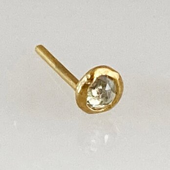 K24 ローズカット天然ダイヤモンド 純金スタッドピアス◇ｋ24ポスト（片耳分）の画像