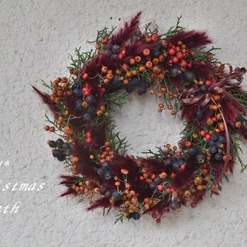 【送料半額＃おうちクリスマス☆キャンペーン】ノイバラの実とブラックベリーの大人wreathの画像