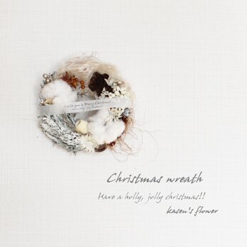 【クリスマス】ラグジュアリーな白いミニクリスマスリース　　冬リース　ナチュラル　　ドライフラワーの画像
