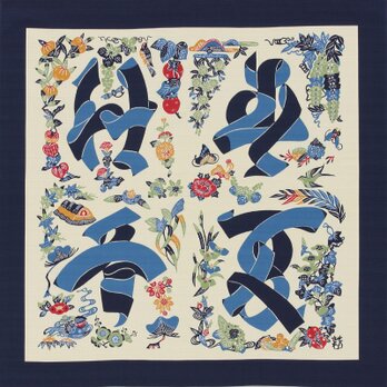 風呂敷　ふろしき 芹沢銈介　布文字春夏秋冬文　白　綿100％　90cm×90cm