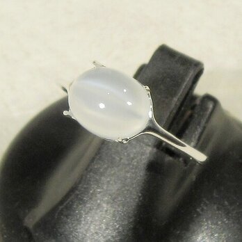 2.15ctムーンストーン・キャッツアイとSV925の指輪（リングサイズ：15.5号、サイズ変更可、ロジウム、天然石）の画像