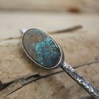 Blue Chrysocolla Bangle Bracelet w/ Silverブルークリソコラのバングル シルバーの画像