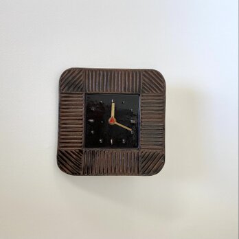 スクエア掛け時計 しのぎ デニム