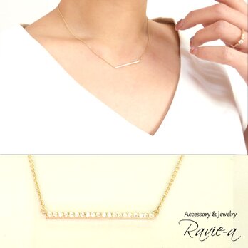 ダイヤモンド ネックレス K10 バーネックレス スマイルネックレス 華奢 シンプル 華やか 上品 大人 ゴールドの画像