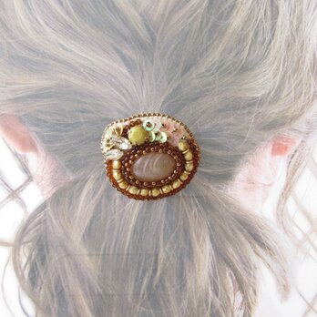 Hair accessory　ヘアゴム　ビジュー　ビーズ刺繍（K0967)の画像