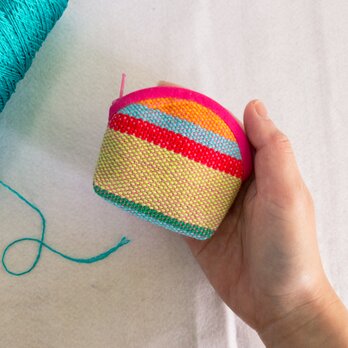 【一点物】手織りのミニミニポーチ・カラフル【ギフトにもおすすめ】の画像