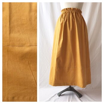 はきやすくてフレンドリーな裾切替スカート：85cm丈（シャツコール：マスタード）の画像