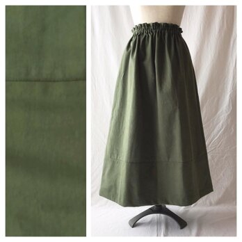 はきやすくてフレンドリーな裾切替スカート：85cm丈（起毛カツラギ：モスグリーン）の画像