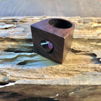 【Precious stone ring】  Amethyst 紫水晶　10号 木の指輪の画像