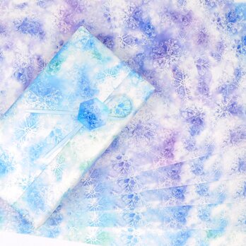 雪の結晶ラッピングペーパー（デザインペーパー）パープル～ブルー系１０枚の画像