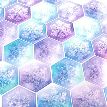 雪の結晶の六角形光沢紙シール パープル～ブルー40枚+αの画像