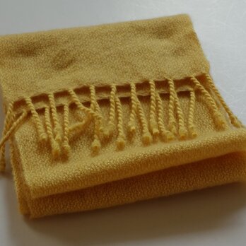手織りミニカシミアマフラー・・黄色の画像