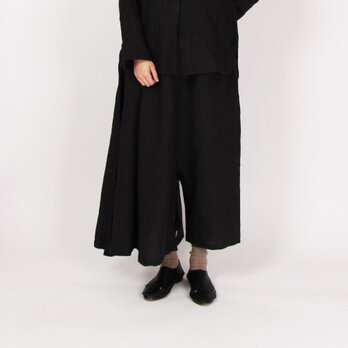 ９番手平織りリネンスカートパンツ(ブラック)の画像