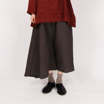 ９番手平織りリネンスカートパンツ(チャコール)の画像