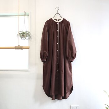cotton corduroy stand color I-line P dress (chocolate)