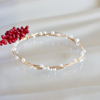 【受注製作】14kgf Swarovski Pearl Twist Bangleの画像