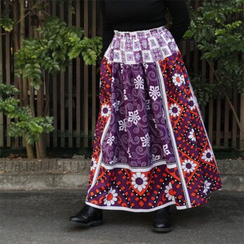 カンガのヨーク付きスカート｜アフリカ布スカートの画像