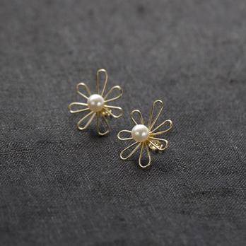 Swarovski Pearl fleurs Pierce K14GF 5063の画像