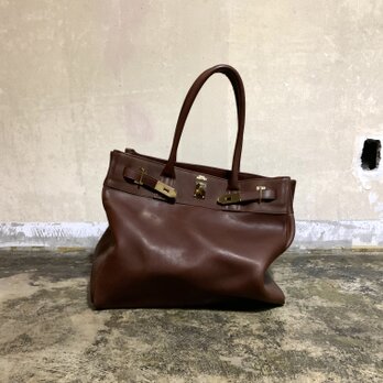 新シリーズ！スムースオイルレザートートL（ブラウン×金具ゴールド）