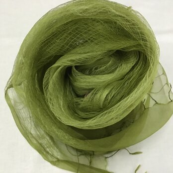 草木染め　シルクストール　コブナグサ　グリーンの画像