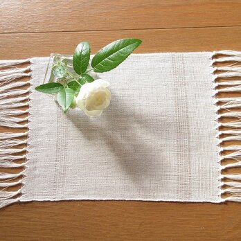 真っ白の、手織り麻の花瓶敷　（５）の画像