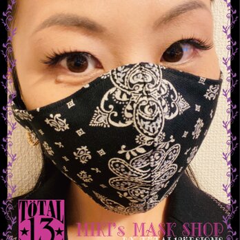 新作　おしゃれマスク　バンダナ柄　大きめ　布マスク　フィルターポケット　立体マスク　メンズ　送料無料の画像
