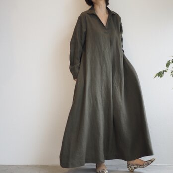 スキッパーAラインワンピース　カーキ NO.109-04