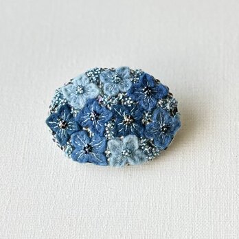 藍紫陽花オーバルブローチの画像