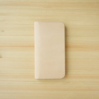 牛革 iPhone12/12Pro カバー  ヌメ革  レザーケース  手帳型  ナチュラルカラーの画像