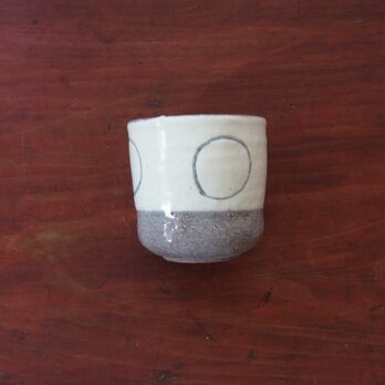 ゆのみ　陶器(大）下グレー・上粉引き丸の画像
