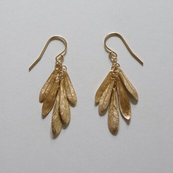 small leaves pierced earring K18goldplateの画像