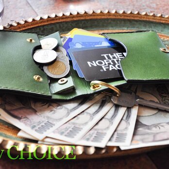イタリアンバケッタ・エルバマット・コンパクト２つ折り財布（グリーンアップル）の画像