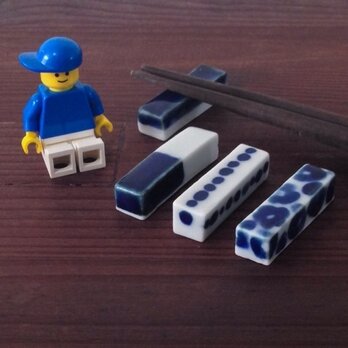 シンプルで使いやすいかたち　染付はし置き　4ピースセット