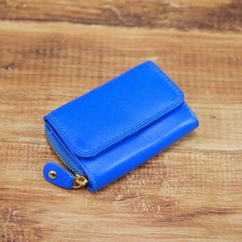 大人可愛い パステルカラー 手のひらサイズのミニ財布 【ブルー】HAW008の画像