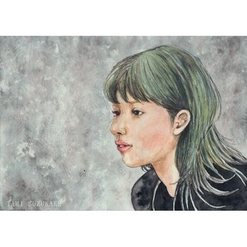 水彩画・原画「美人画・初冬」の画像