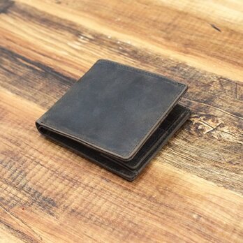 本革 二つ折り財布 コンパクトで薄型 お札仕分け シンプル 【ブラウン】 オールレザー 本革 HAW018の画像