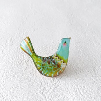 幸せな小鳥のブローチ(ピスタチオ)の画像