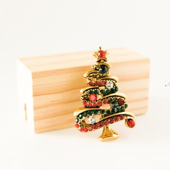 『小さなクリスマスツリーのブローチ』アンティーク調の画像