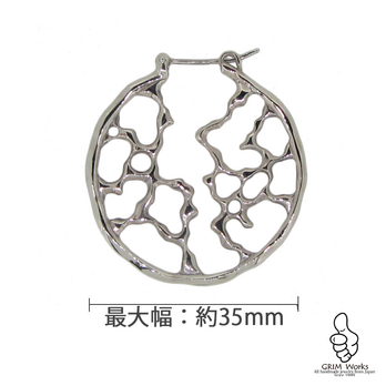 【大胆/繊細/大振り】核～KAKU～CORE ピアス 片耳 SILVER925　銀製品 フープピアス 輪っか 透かし模様の画像