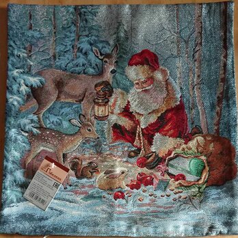 ヨーロッパ生地 ゴブラン織り クッションカバー 夜の森の画像
