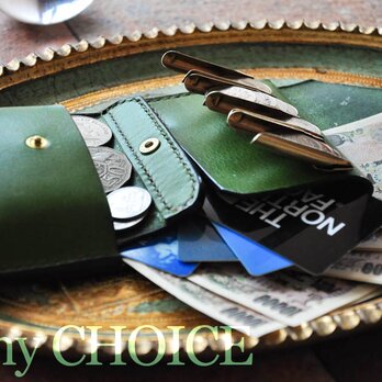 イタリアンバケッタ・エルバマット・2つ折りコインキャッチャー財布（改）（グリーンアップル）の画像