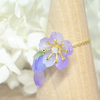 桜蕾チェーンリング（フリーサイズ）♥自分だけの春を待つ -青紫色-の画像